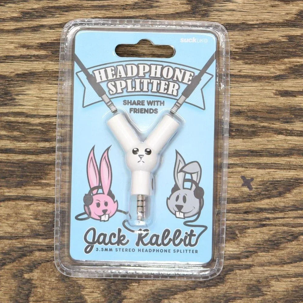 NWT Suck UK Jack Rabbit 3.5mm Headphone Splitter White